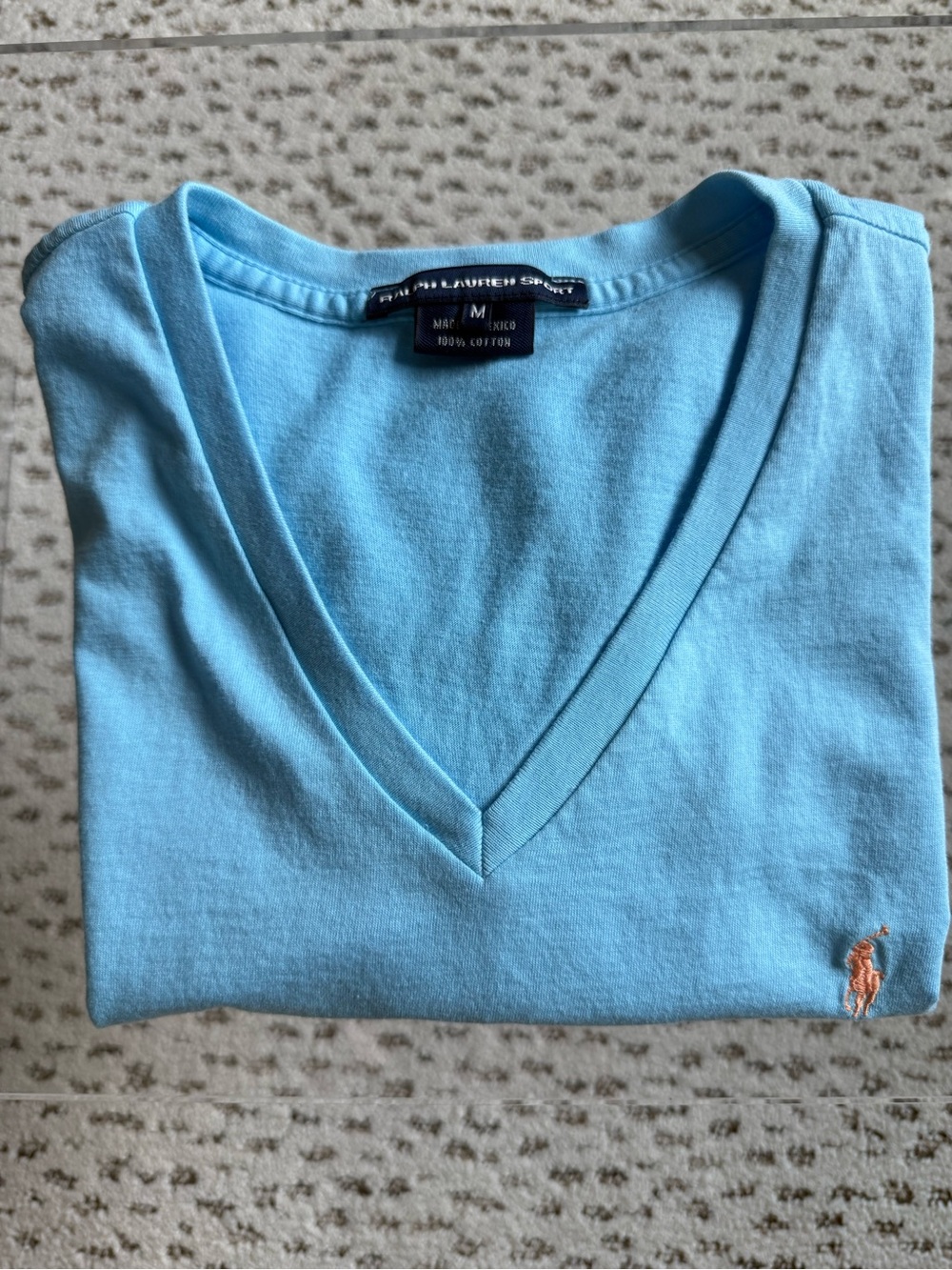 Polo by Ralph Lauren Sky Blue V-Neck Tee with Orange Pony
